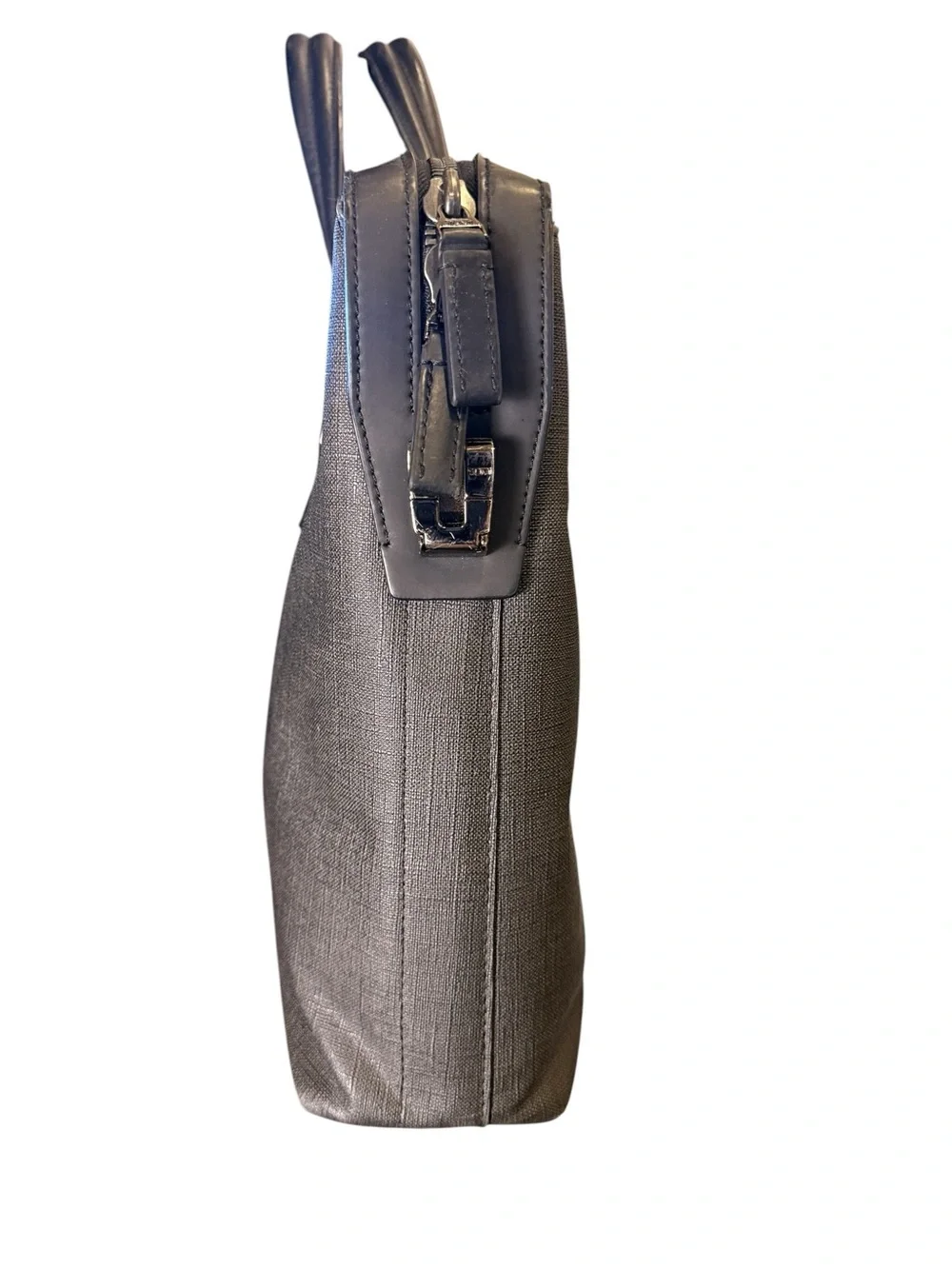 TUMI Ashton Coated Canvas Double Zip Grey Slim Messenger Bag Briefcase